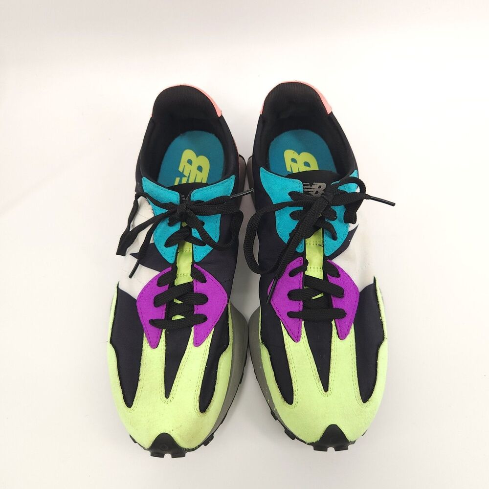 New Balance 327 Shoes Men Size 10 Black Multi Color Suede Nylon Sneakers MS327EA - Picture 2 of 9